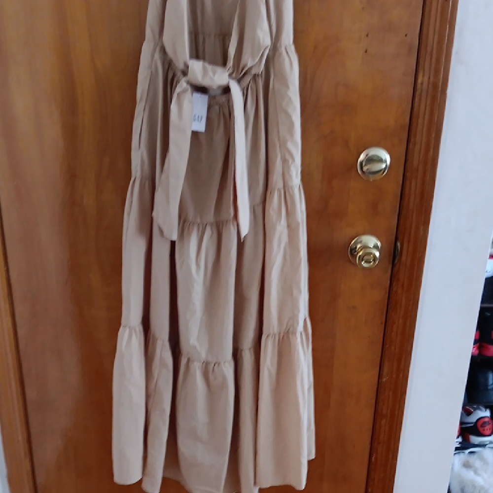 GAP Cream Tan Tiered Halter Maxi Dress - Picture 3 of 4